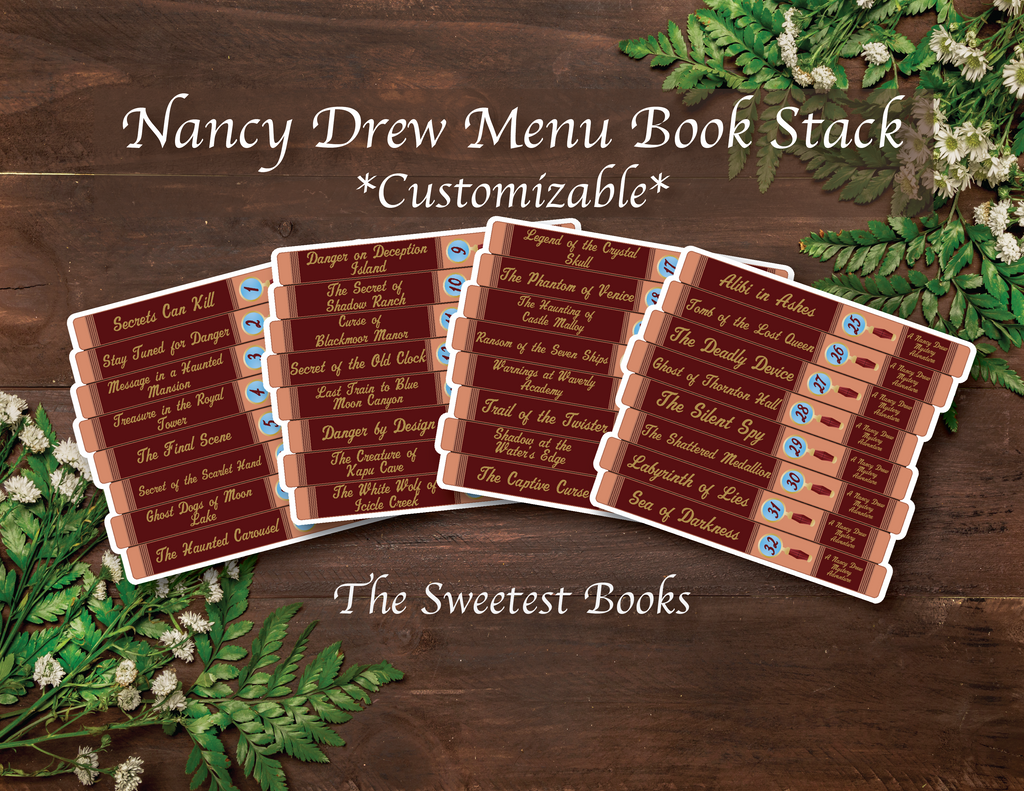Nancy Drew Menu Book Stack Customizable Sticker
