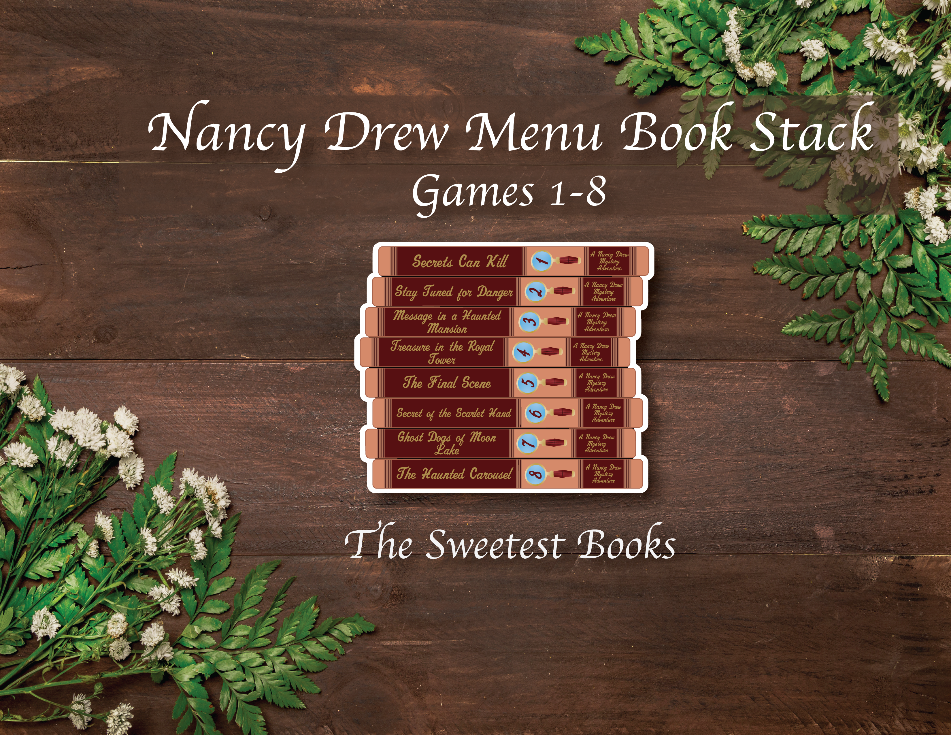 Nancy Drew Menu Book Stack Customizable Sticker
