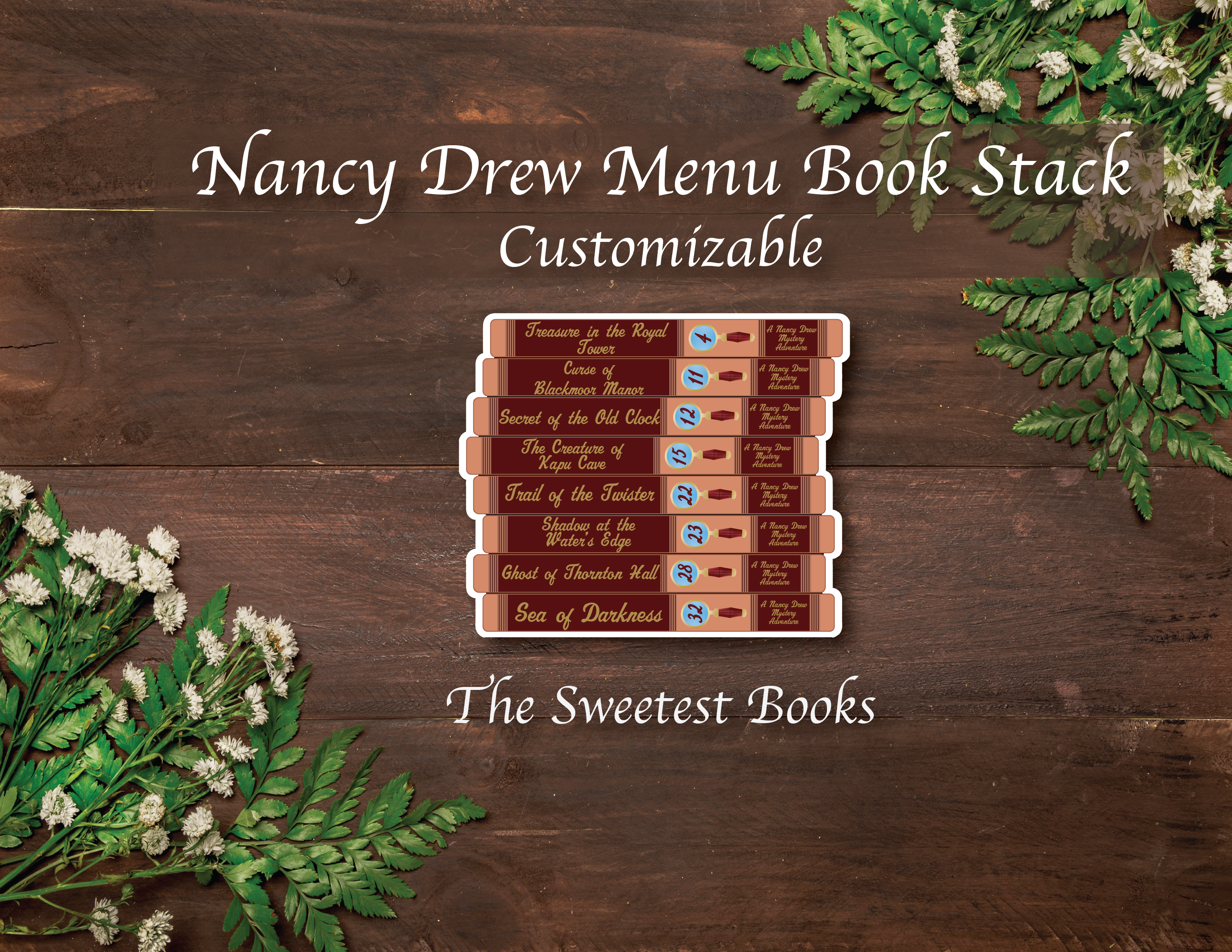 Nancy Drew Menu Book Stack Customizable Sticker